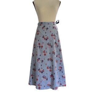 Handmade Reversible Wrap Skirt – Floral & Blue – Small/Medium